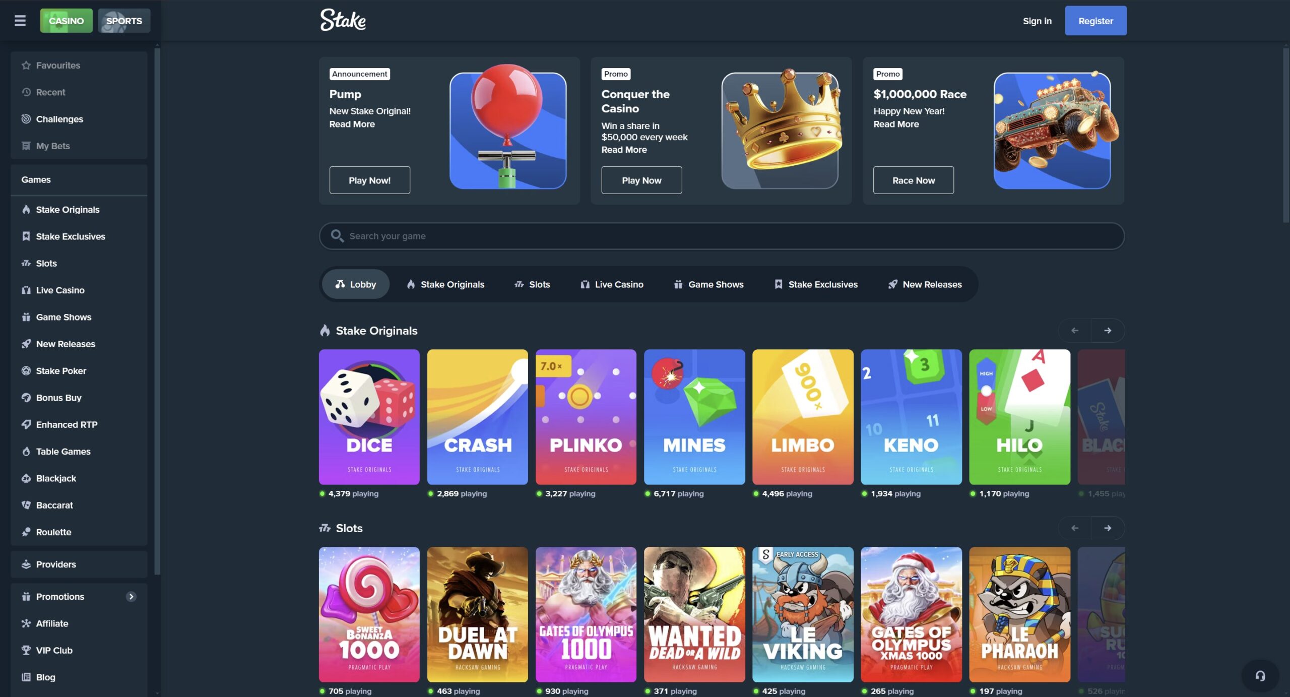 Capture d'écran site Stake